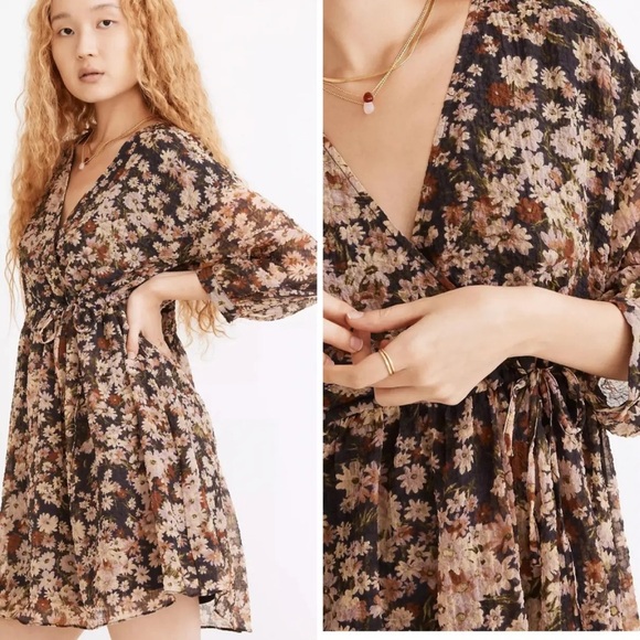 Madewell | Floral Faux Wrap Dress | Size XS - Picture 2 of 11